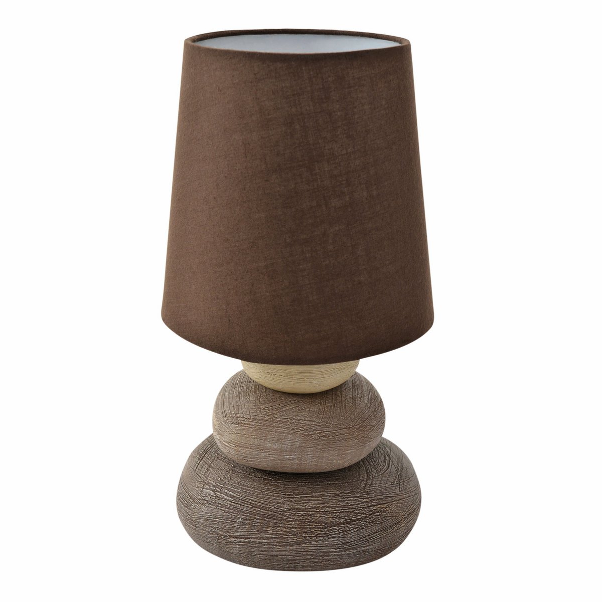 Keramik Tischleuchte "STONEY", Tischlampe aus Keramik in Braun, mit E14-Fassung, Tischlampe für Esszimmer, Wohnzimmer, Diele oder Büro, oder als Nachttischlampe, 31 cm hoch
