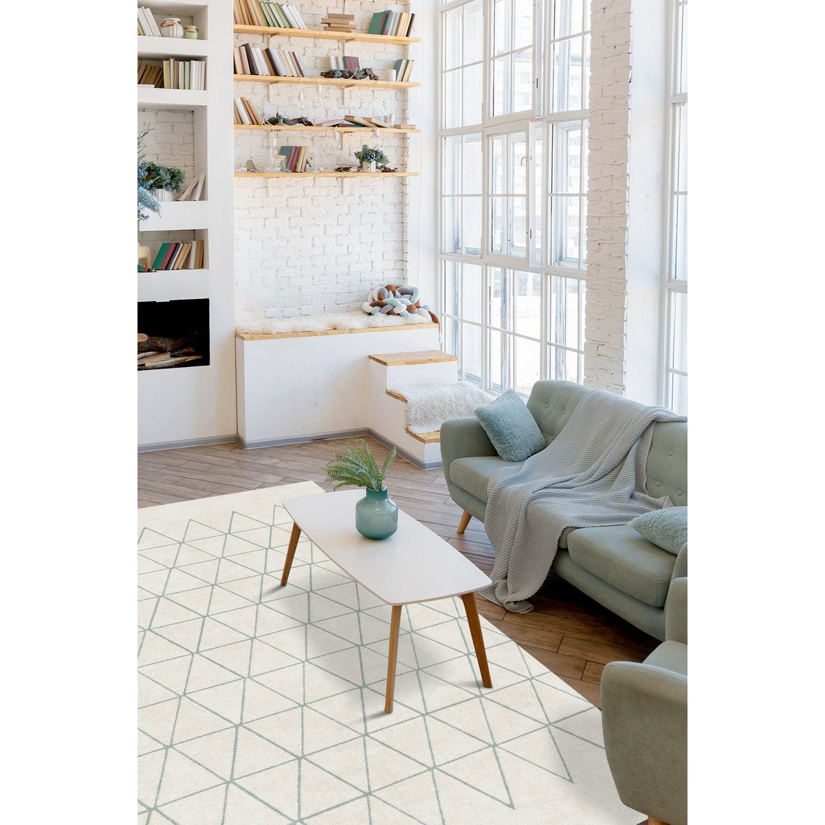 Geometrischer Teppich mit Ras in Samt -Isozele -Polypropylen