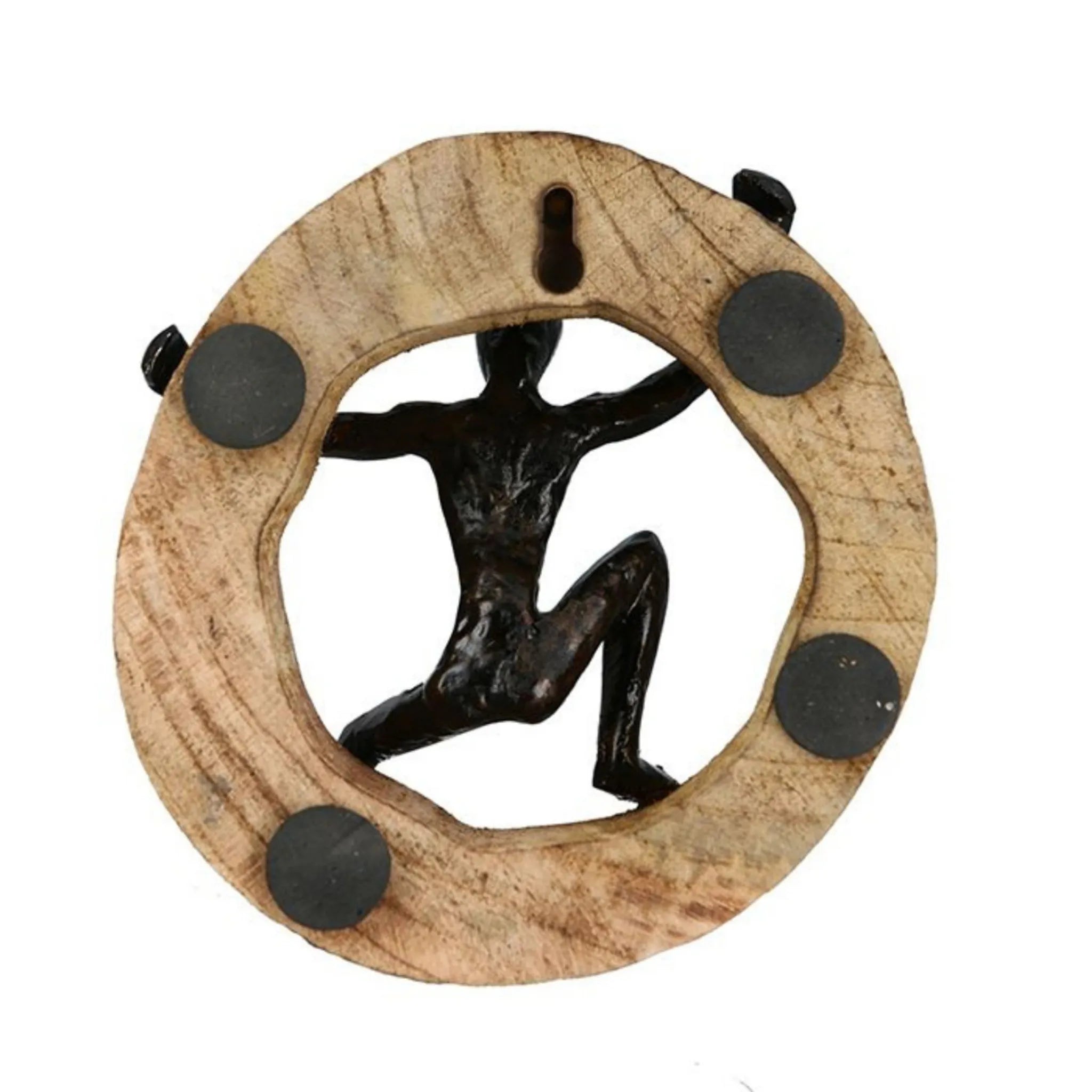 3-piece wall decoration set Climbing figures made of mango tree and aluminum in black
