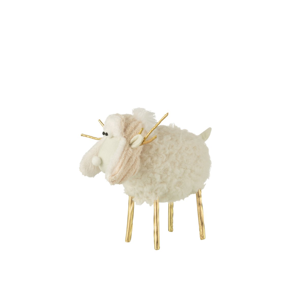 J-Line Rentierhut Textil Creme/Gold Medium