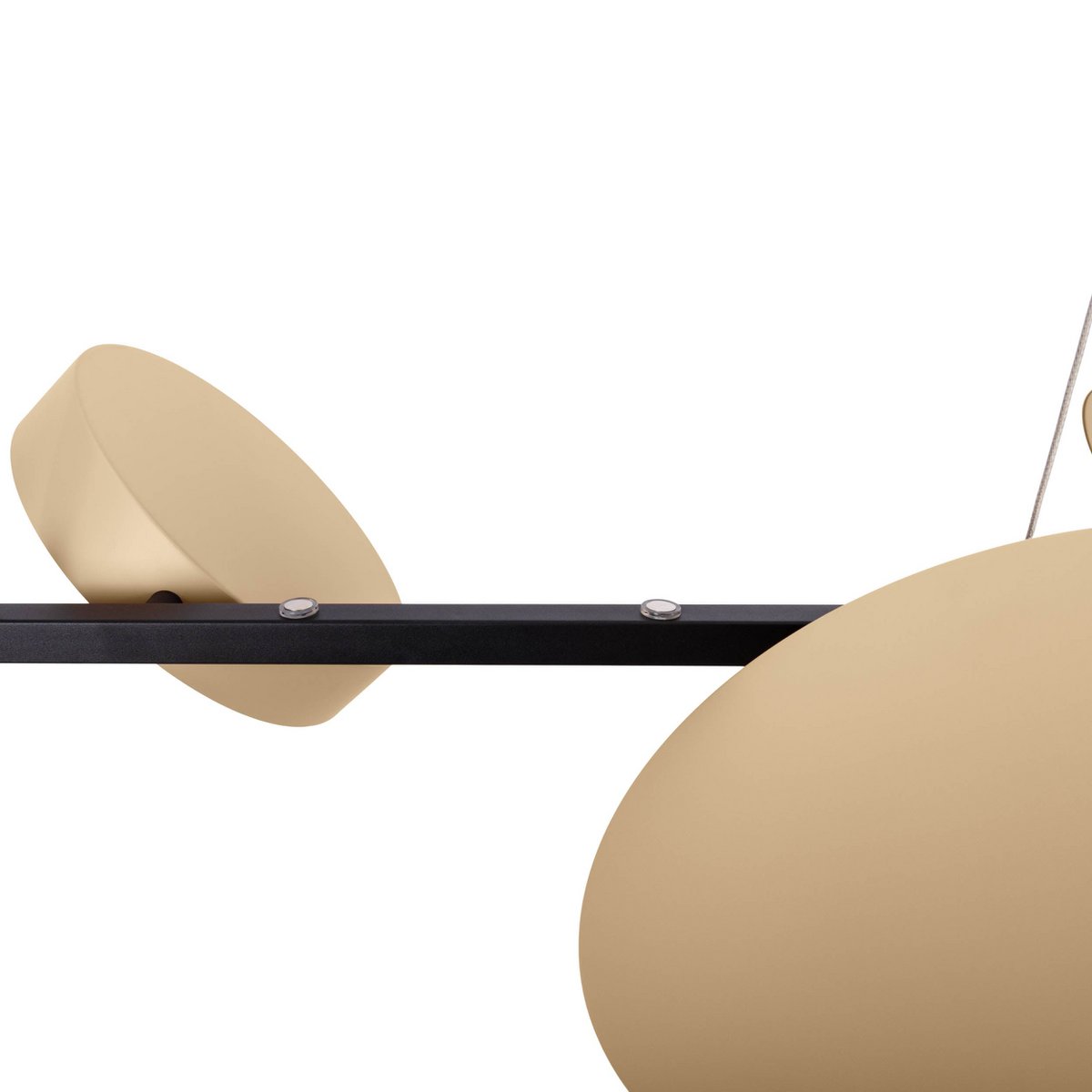 LED Pendelleuchte "TESSA" almond, 150 cm hoch, 110 cm lang, aus Metall in frosted Almond (Pantone 481 C) und Schwarz und weißem Kunststoff