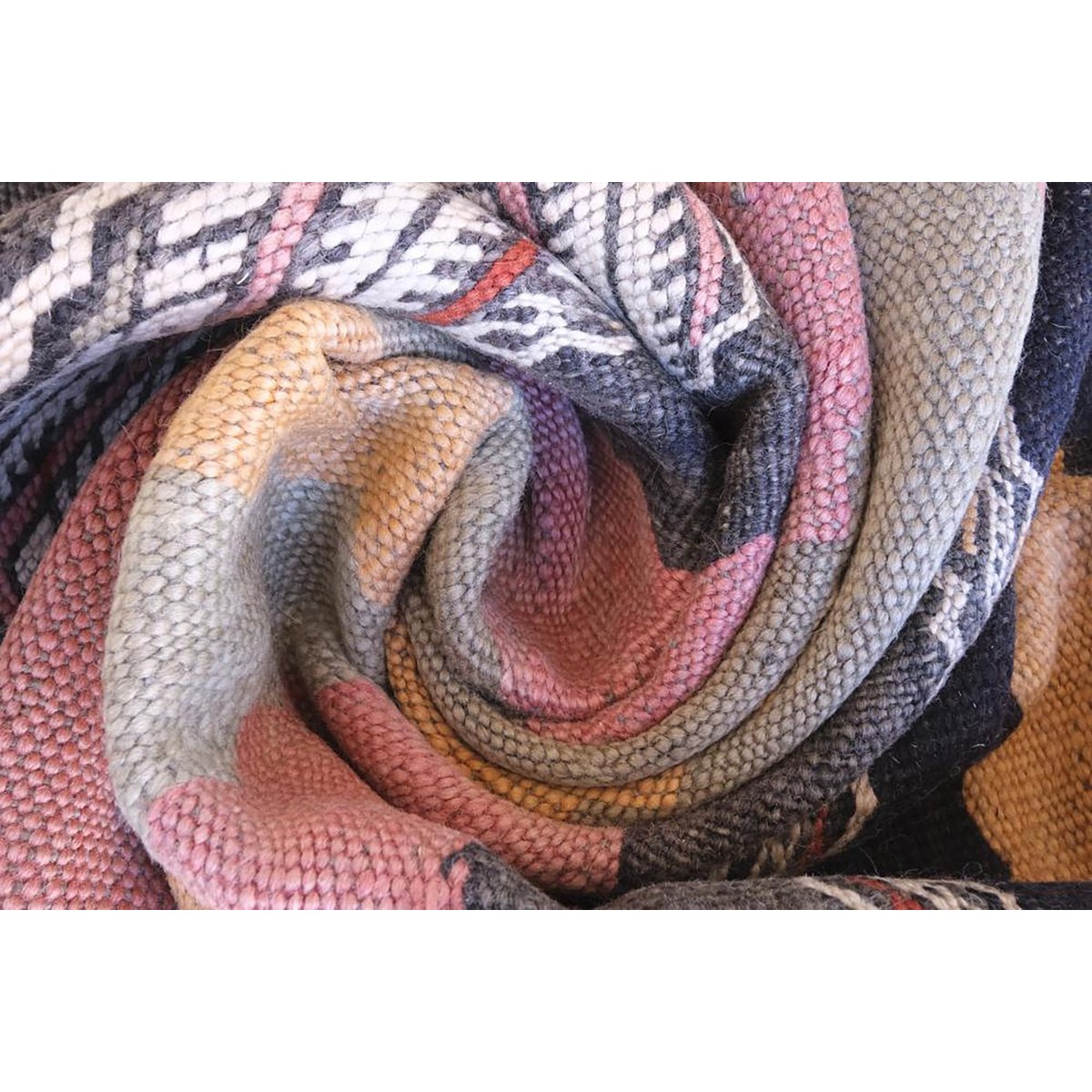 Marokkaner Berber Kilim Teppich reines Woll 173 x 370 cm