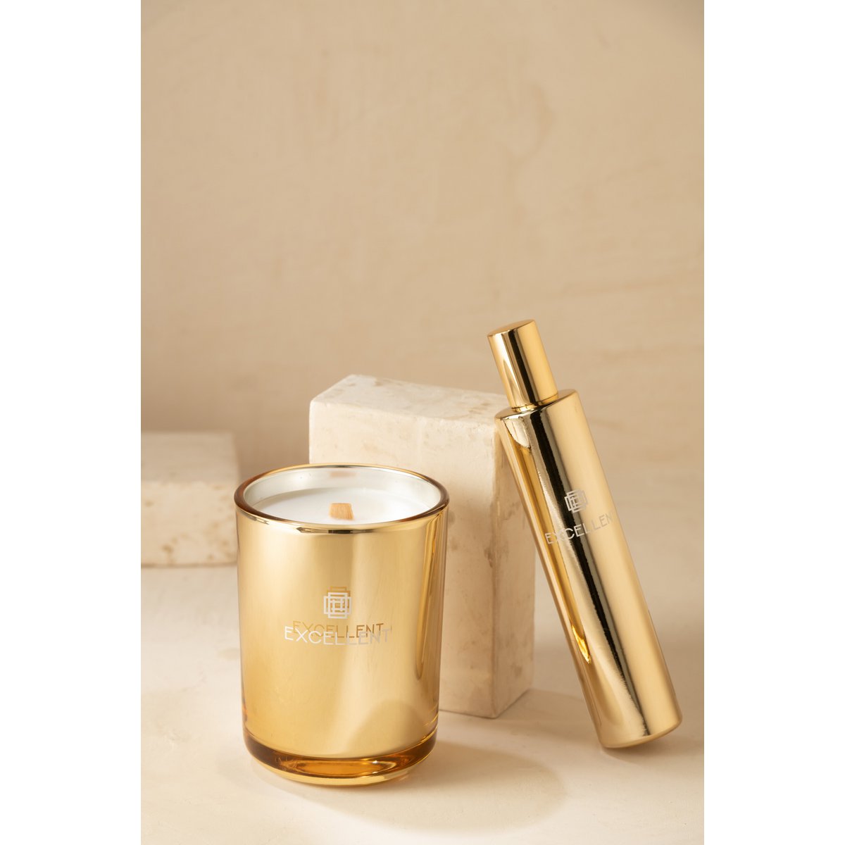 J-Line Duftkerze Excellent - Golden Honey - Glas - Gold - klein - 50U