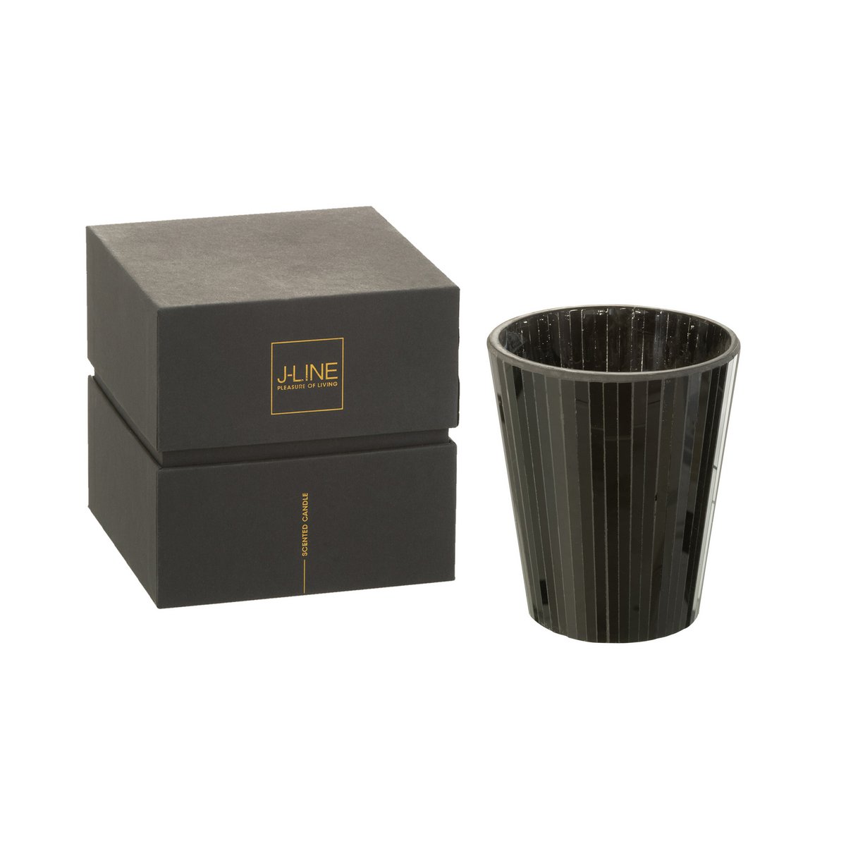 J-Line Duftkerze Noa – Spicy Twilight – Glas – Schwarz – groß – 60U