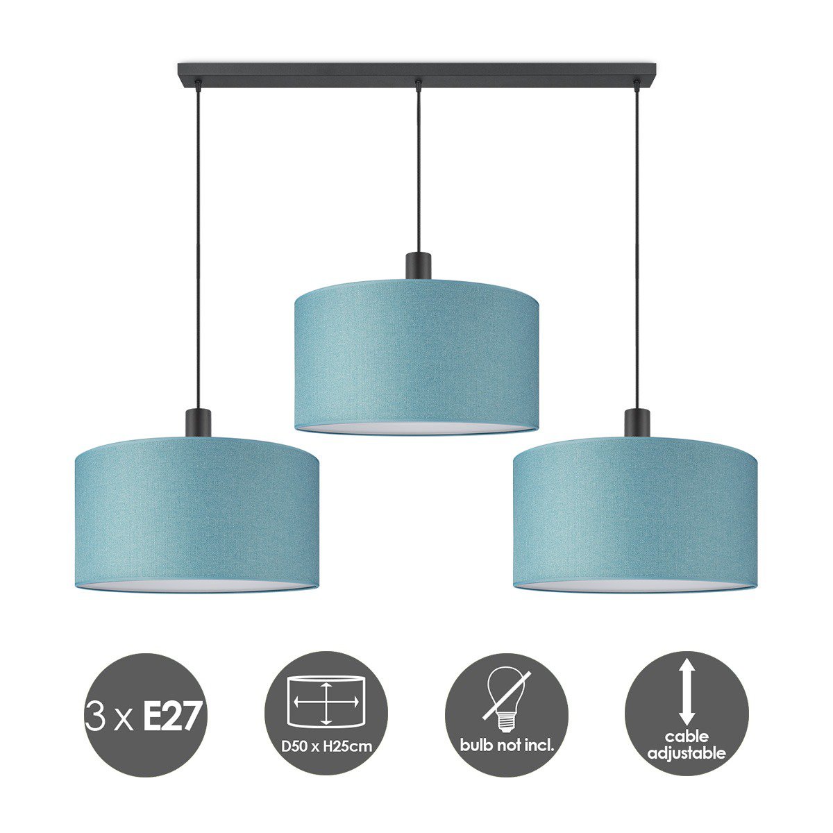 Heims süßer Haushaltslampe Leinwand - XXL Strahl 3L - Benzinblau - 50 cm