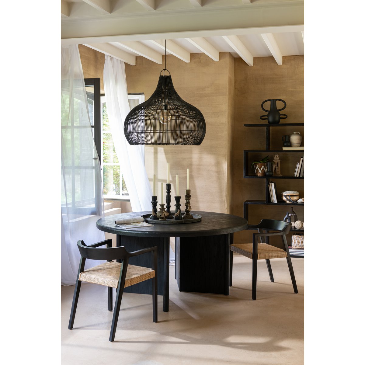 Tisch Round Teak – Holz – Schwarz