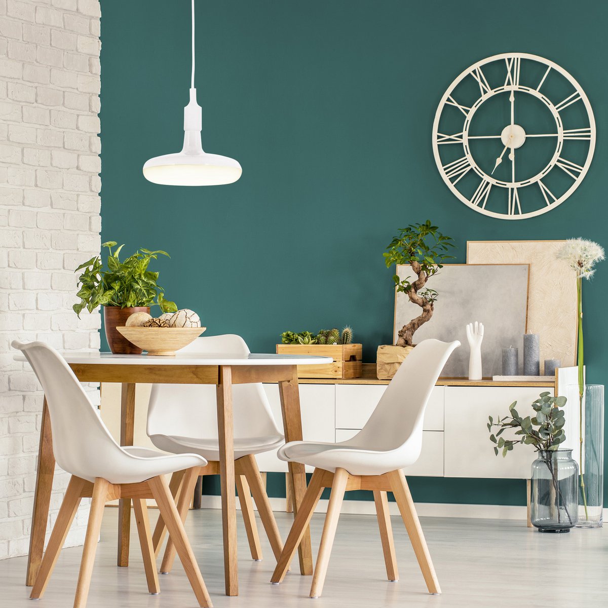 Pendelleuchte "UFO" LED weiß Hängelampe aus Kunststoff mit E27-Fassung inkl. Leuchtmittel