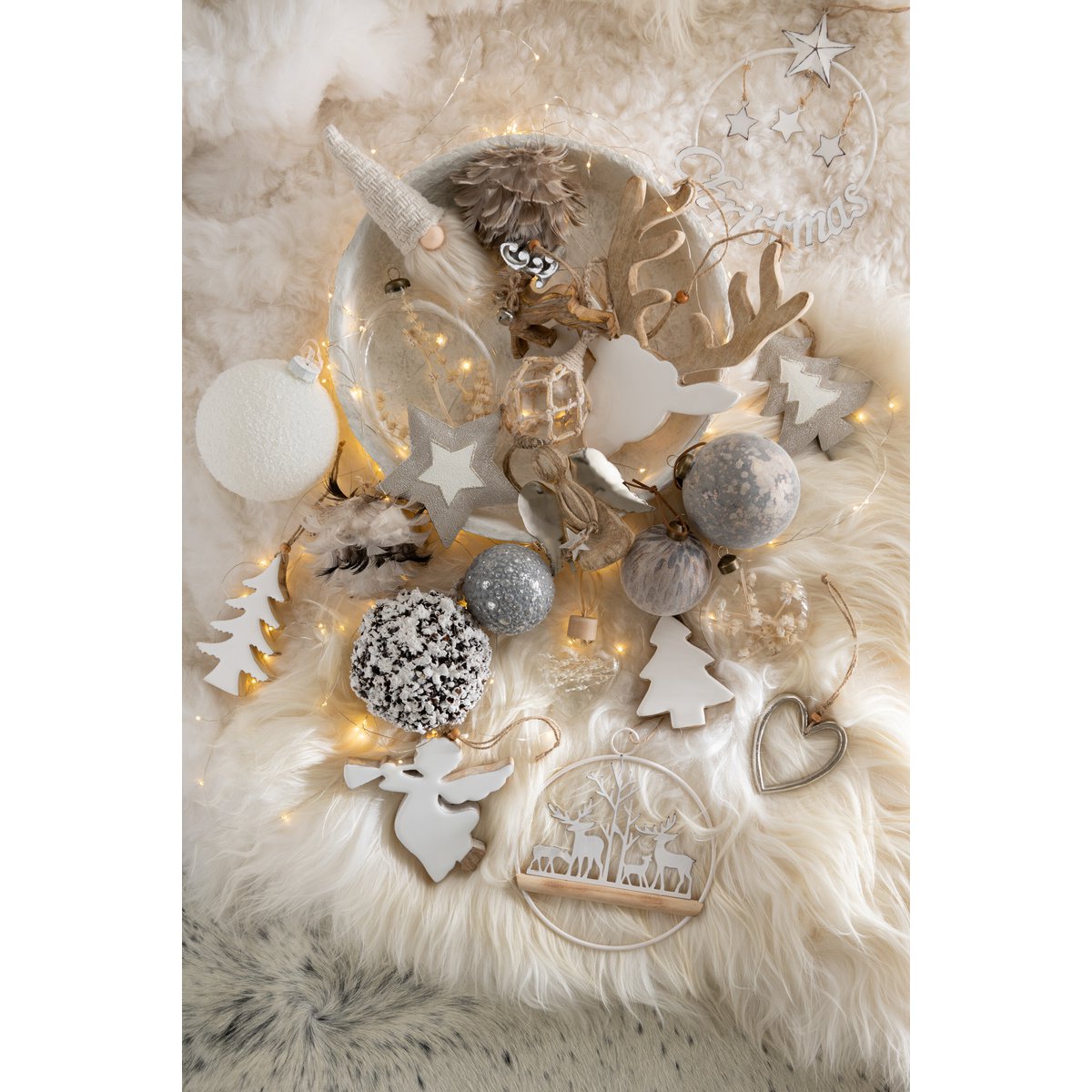 Box mit 4 Weihnachtskugeln Snowy Glass White Large