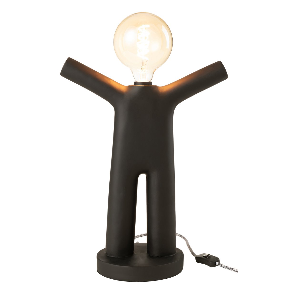 J-Line Lampe P'tit Maurice - Polyresin - Schwarz