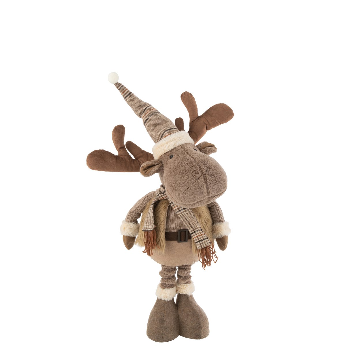 Reindeer Figure Standing Textile Brown 82 cm