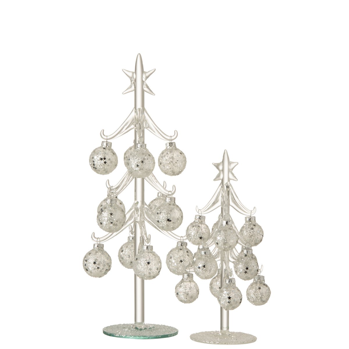 Glaskugel-Deko Silber Sterne Medium 30cm Baumaufhänger Weihnachten