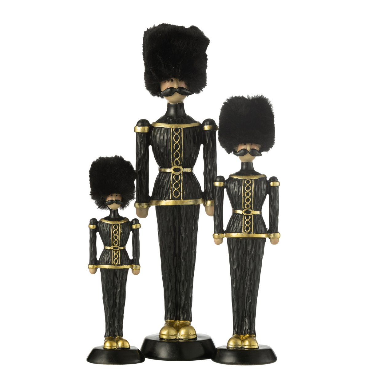 Schwarzer Nussknacker mit Fellhut – 32 cm Polyresin Dekorationsfigur