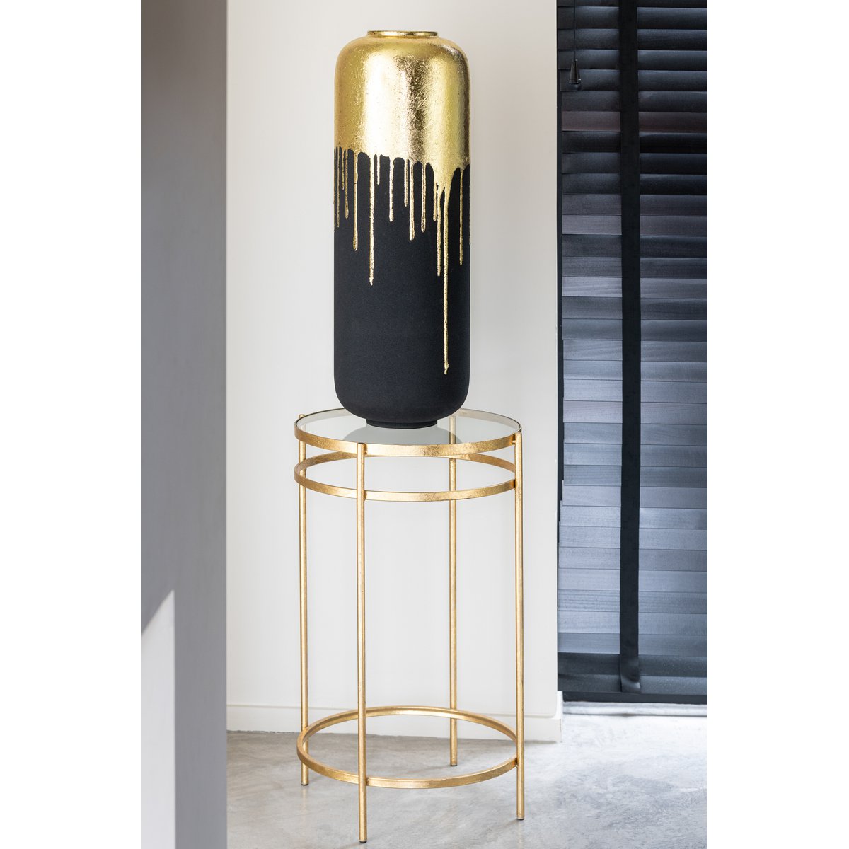 Metall Bodenvase Hotel Chic Gold Schwarz 70cm