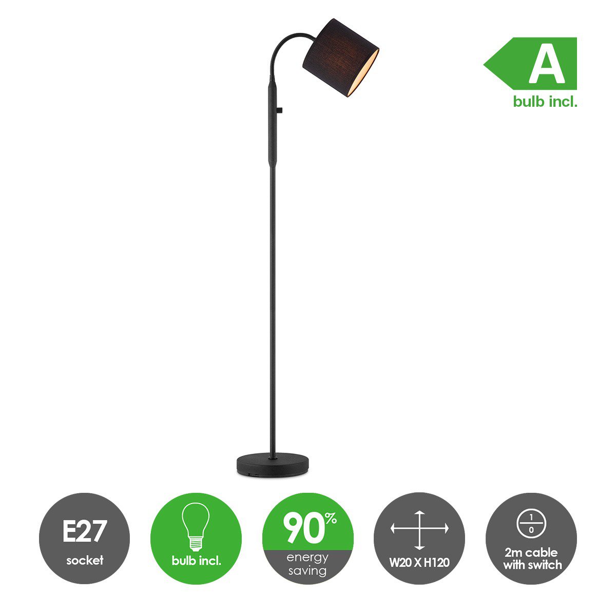 Stehlampe – Stehleselampe – dimmbar