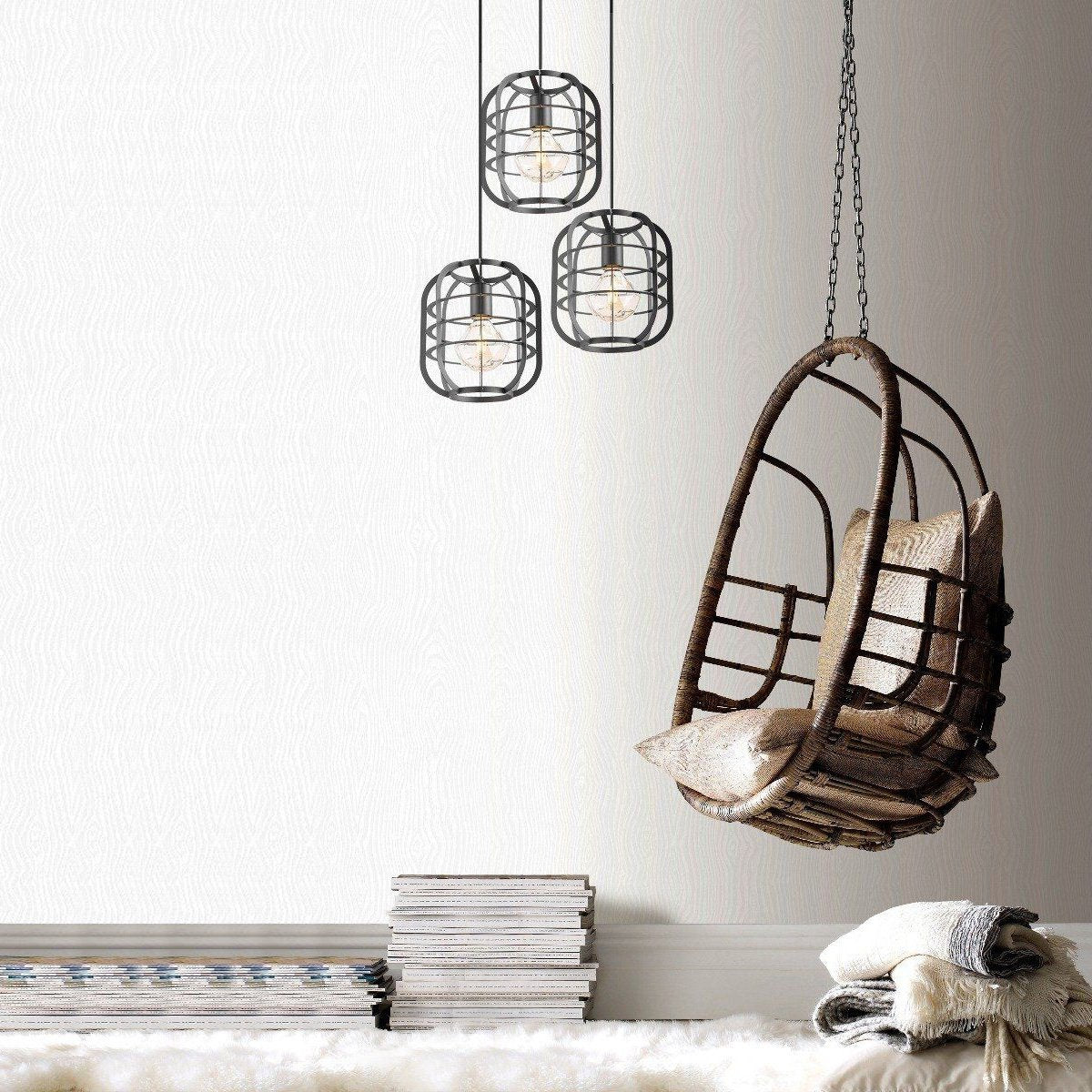 Pendelleuchte Nero - Schwarz - 49x49x180 cm