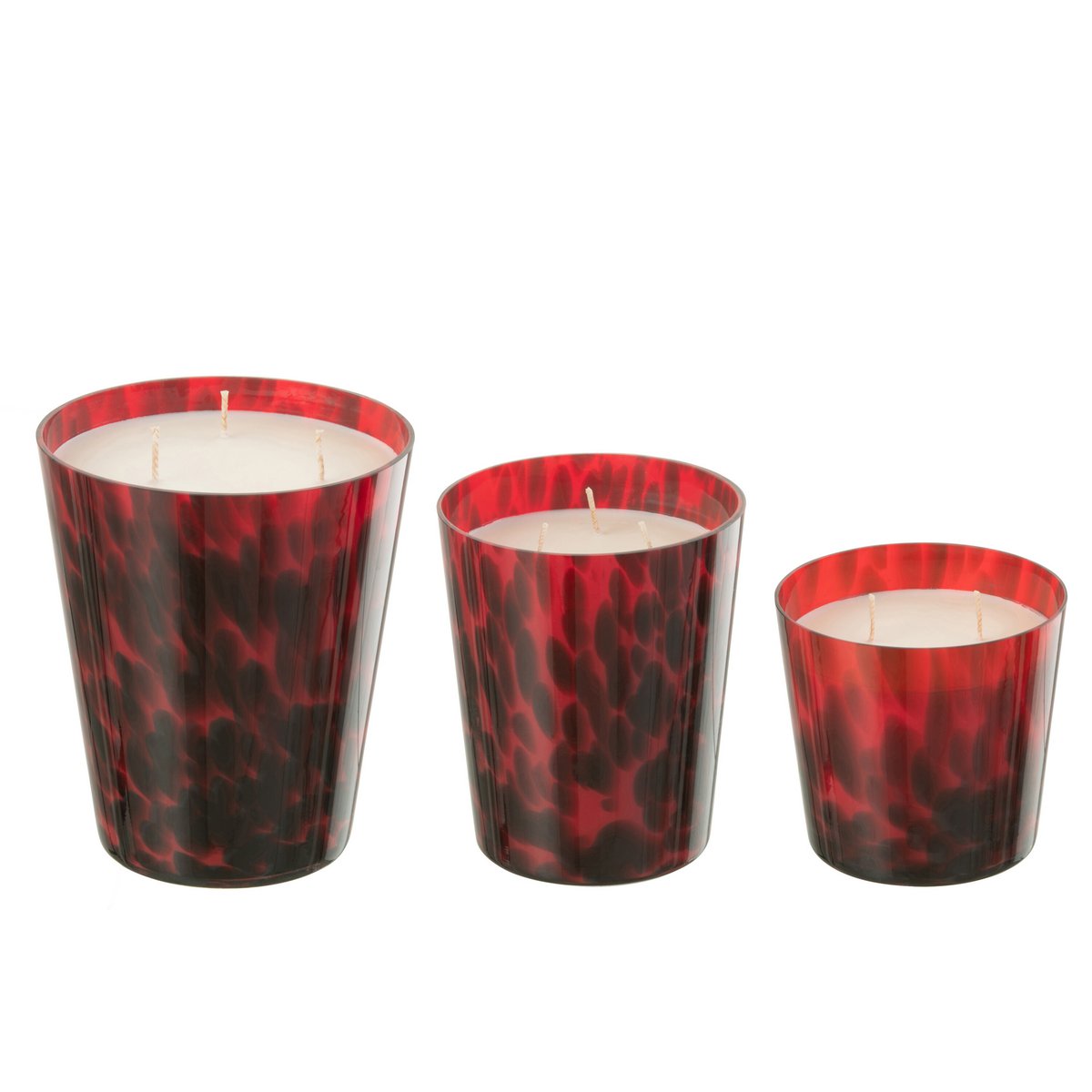 J-Line Duftkerze Noa – Sandelholz – Glas – Rot – groß – 95U