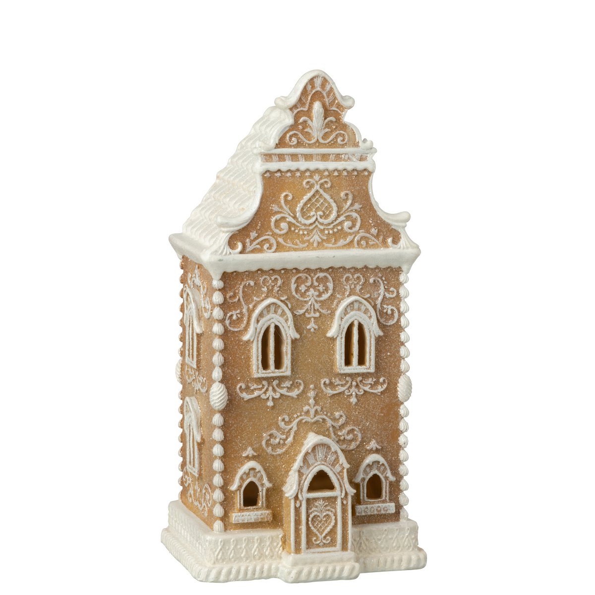 Gingerbread House Christmas Decoration Made of Polyresin with LED Lighting