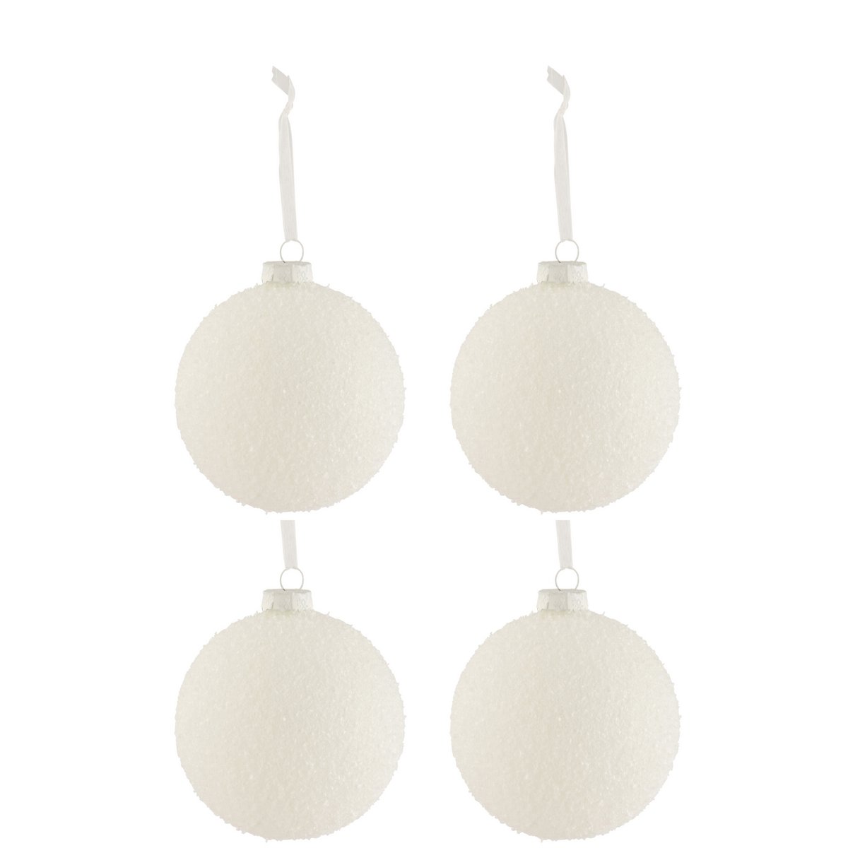 Box mit 4 Weihnachtskugeln Snowy Glass White Large