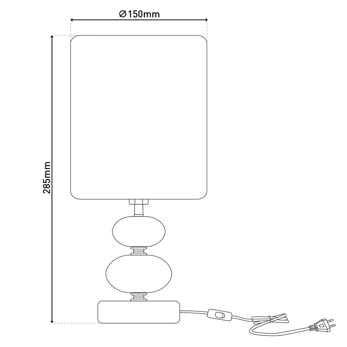 Stoff, Tischleuchte "MALI", Tischleuchte, Textil in Schwarz,, mit E14-Fassung, für Esszimmer, Wohnzimmer, Diele oder Büro, Tischlampe für Wohnzimmer oder Esszimmer, Nachttischlampe 28,5 cm hoch