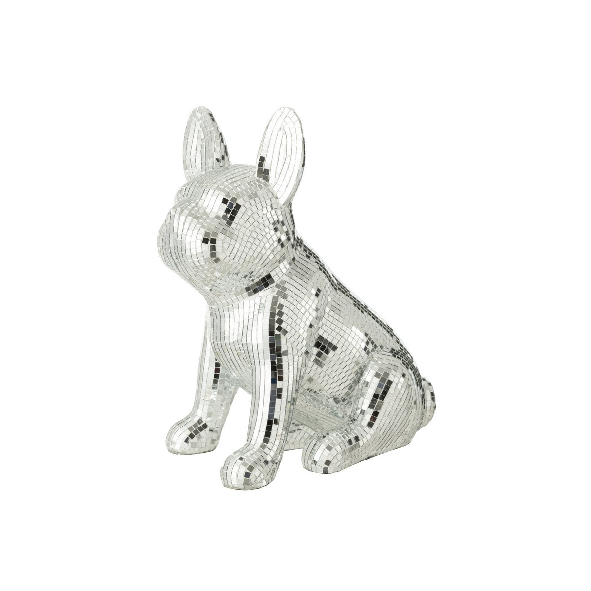 Dekofigur Disco Bulldogge Silber Spiegel Mosaik 33 cm