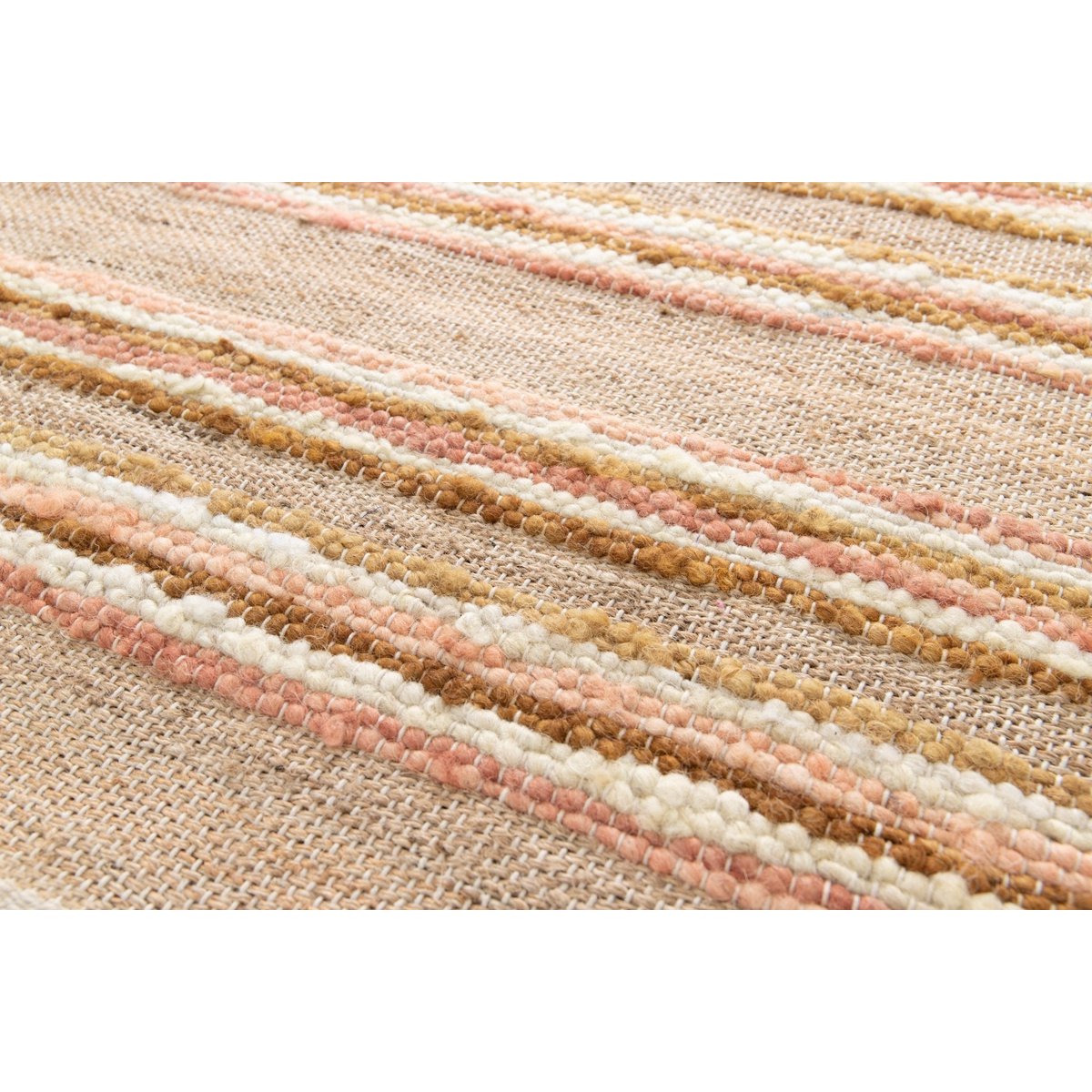 Handgefertigter Woll -Wollteppich und Jute Raj