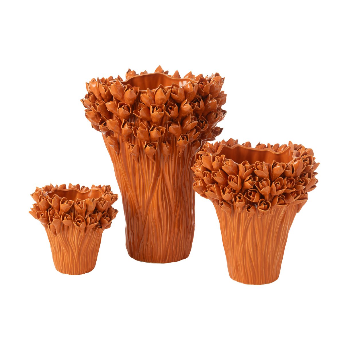 Vase Ambrosia – Kunstvolle Keramikvase in Orange Höhe 43,5cm