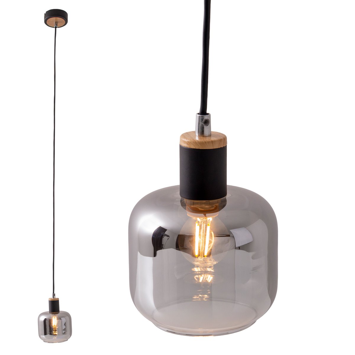 1er Pendelleuchte "FUMOSO", Pendellampe aus Metall