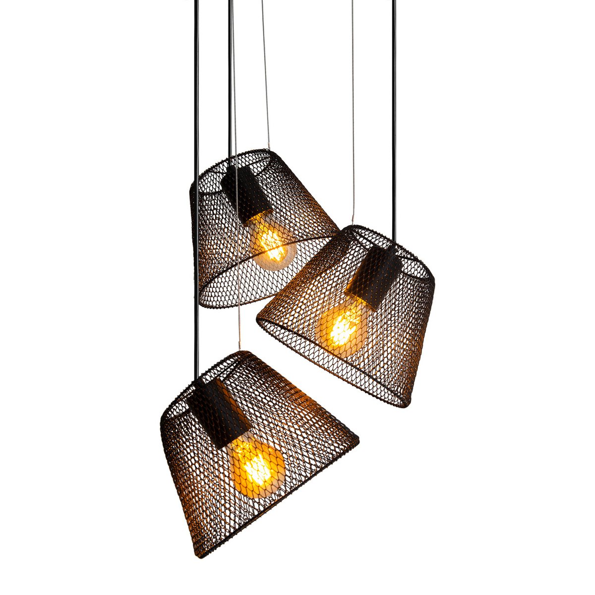 3er Pendelleuchte "KORIE" Pendellampe aus Metall in Schwarz, mit E27-Fassungen, Ø30cm, für Wohnbereich und Büro.