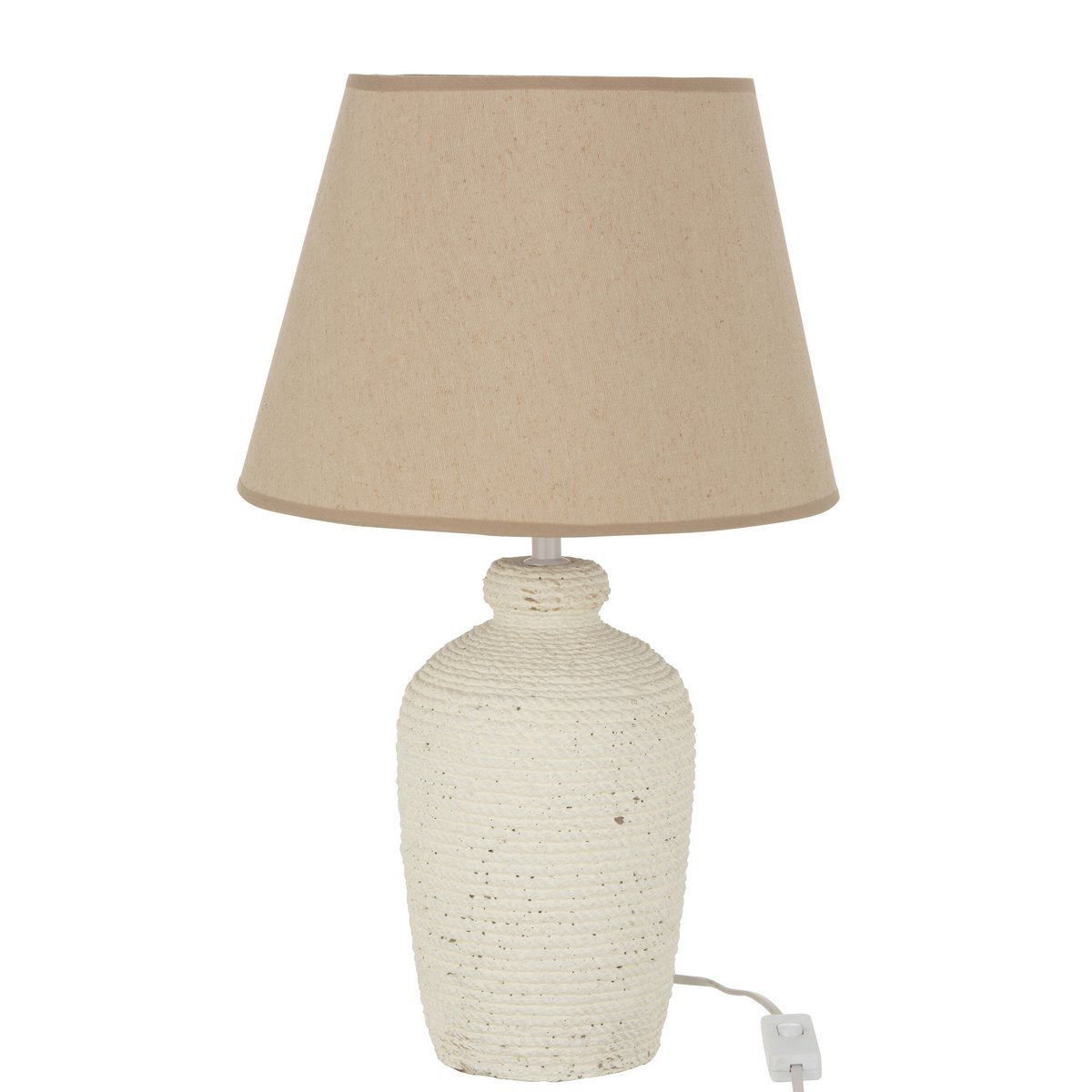 Tischlampe Esmee Zement Textil Weiß Beige E27 40W