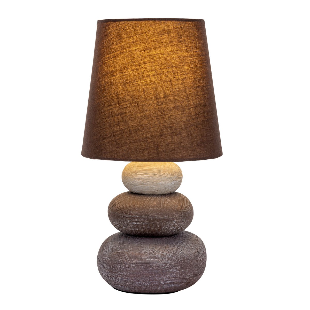 Keramik Tischleuchte "STONEY", Tischlampe aus Keramik in Braun, mit E14-Fassung, Tischlampe für Esszimmer, Wohnzimmer, Diele oder Büro, oder als Nachttischlampe, 31 cm hoch