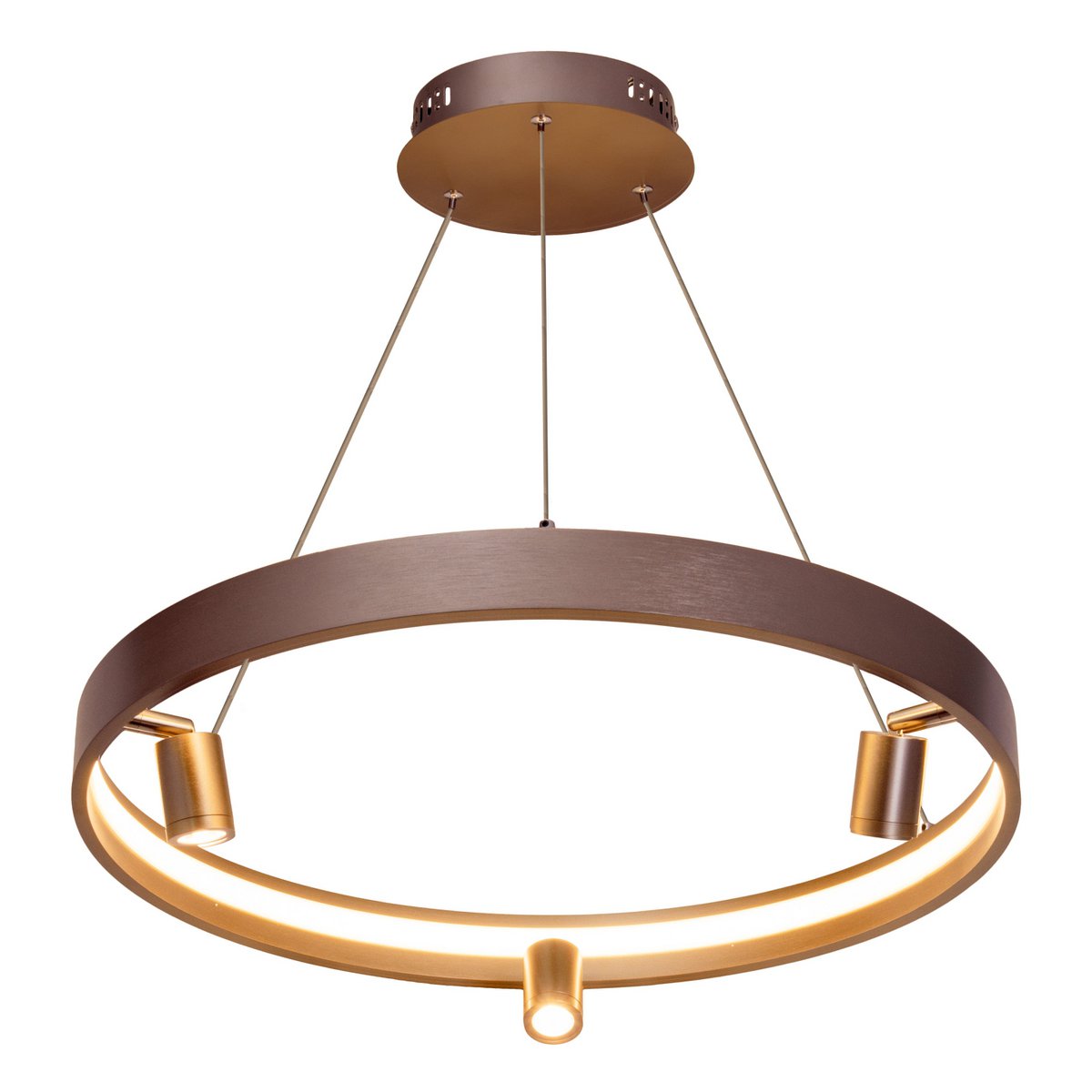 LED Pendelleuchte ""TRISTAN", moderne Pendellampe aus Metall und Kunststoff in Stahl-blank, die LEDs sind fest verbaut. Mit ca. 58 cm Ødie ideale Beleuchtung für Wohnzimmer, Esszimmer oder Küche.