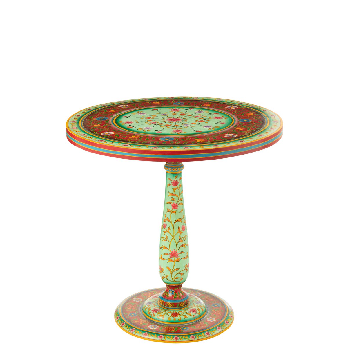 Runder Holztisch Mumbai – Handbemalter Beistelltisch aus Mango-Holz