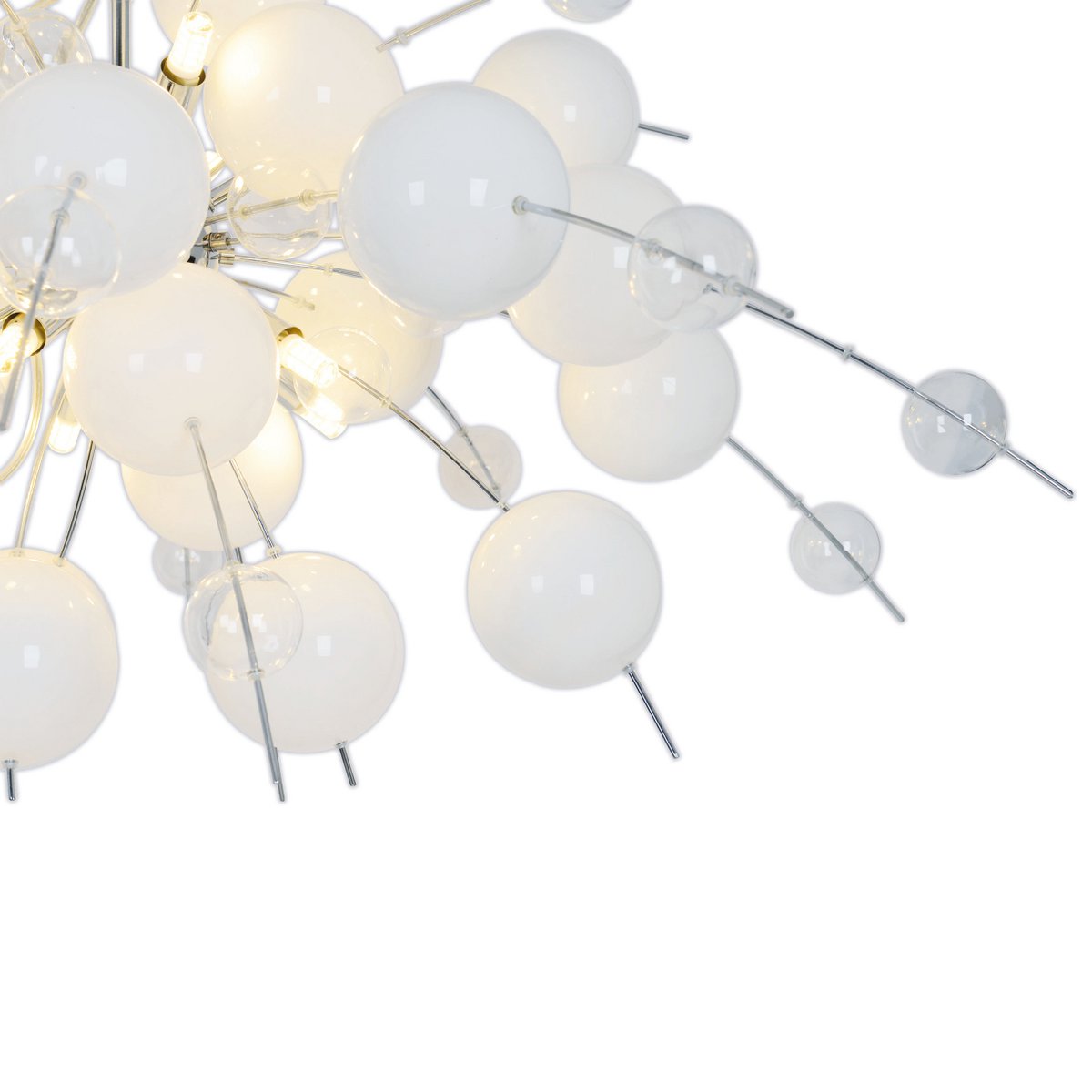 Pendelleuchte "EXPLOSION" weiß, aus Metall und Glas, G9 Fassungen, Hängelampe für Esszimmer, Wohnzimmer, Diele oder Büro, Øca. 98 cm