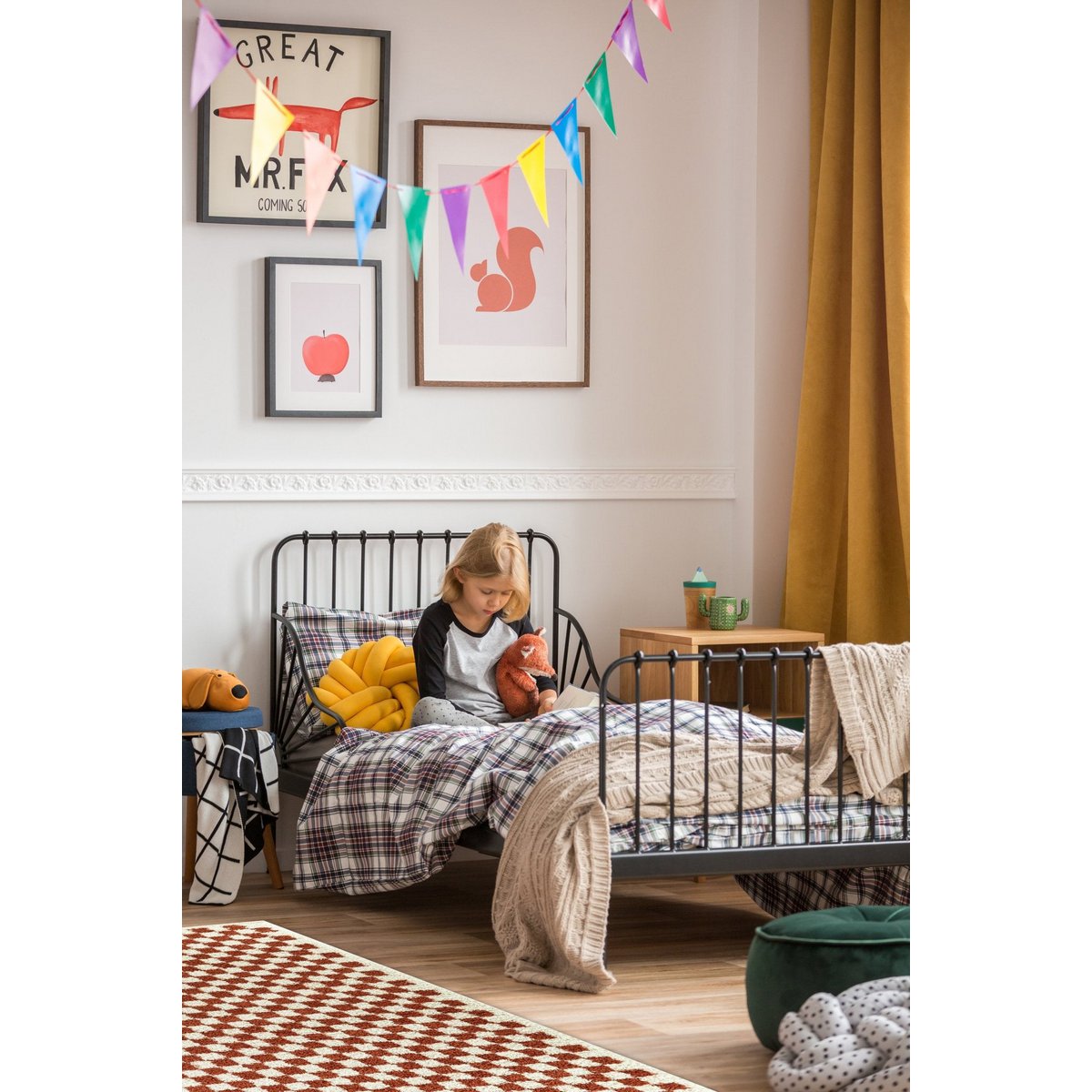 Weicher und sperriger langer Checker -Checkerboard -Checkterteppich