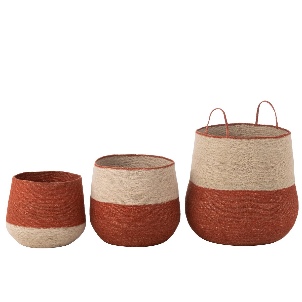 J-Line 3er-Set Korb Seegras Natur/Terrakotta