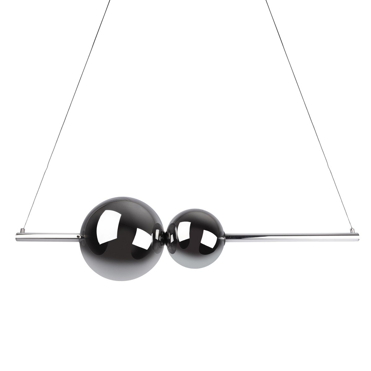 LED Pendelleuchte chrom "NOVA" aus chromfarbenem Metall, Kunststoff und Rauchglas, mit fest verbauten LEDs, ca. 105 cm lang