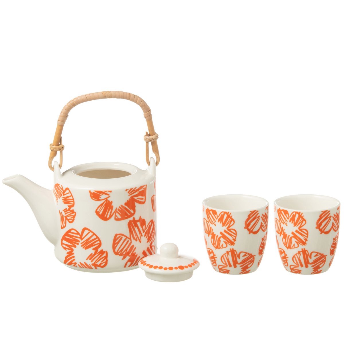 Teekannen Set Blumen Box Keramik Orange