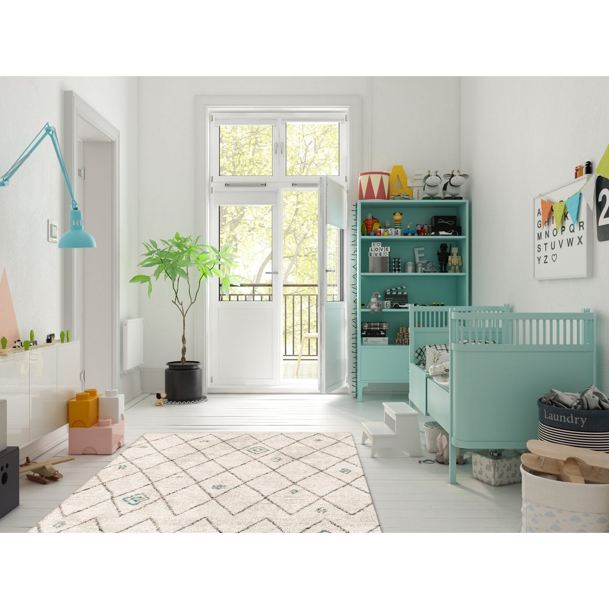 Weiche und voluminöse ethnische zottelige Teppiche Diamant