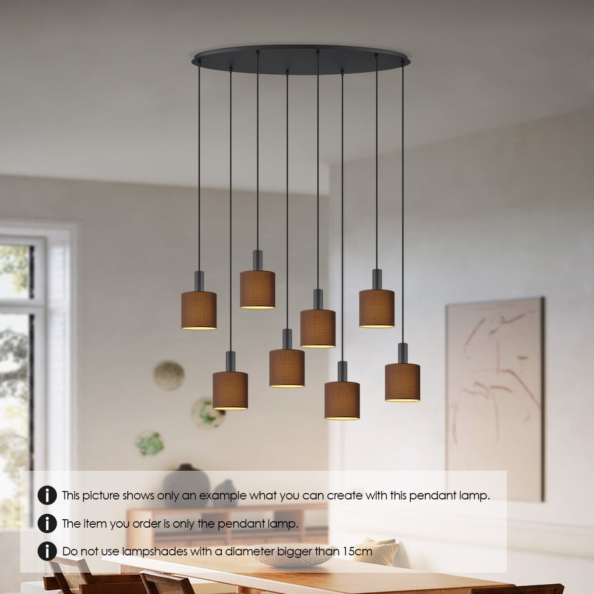 Ovale Metall-Hängelampe 8L - 100/30/117,5CM