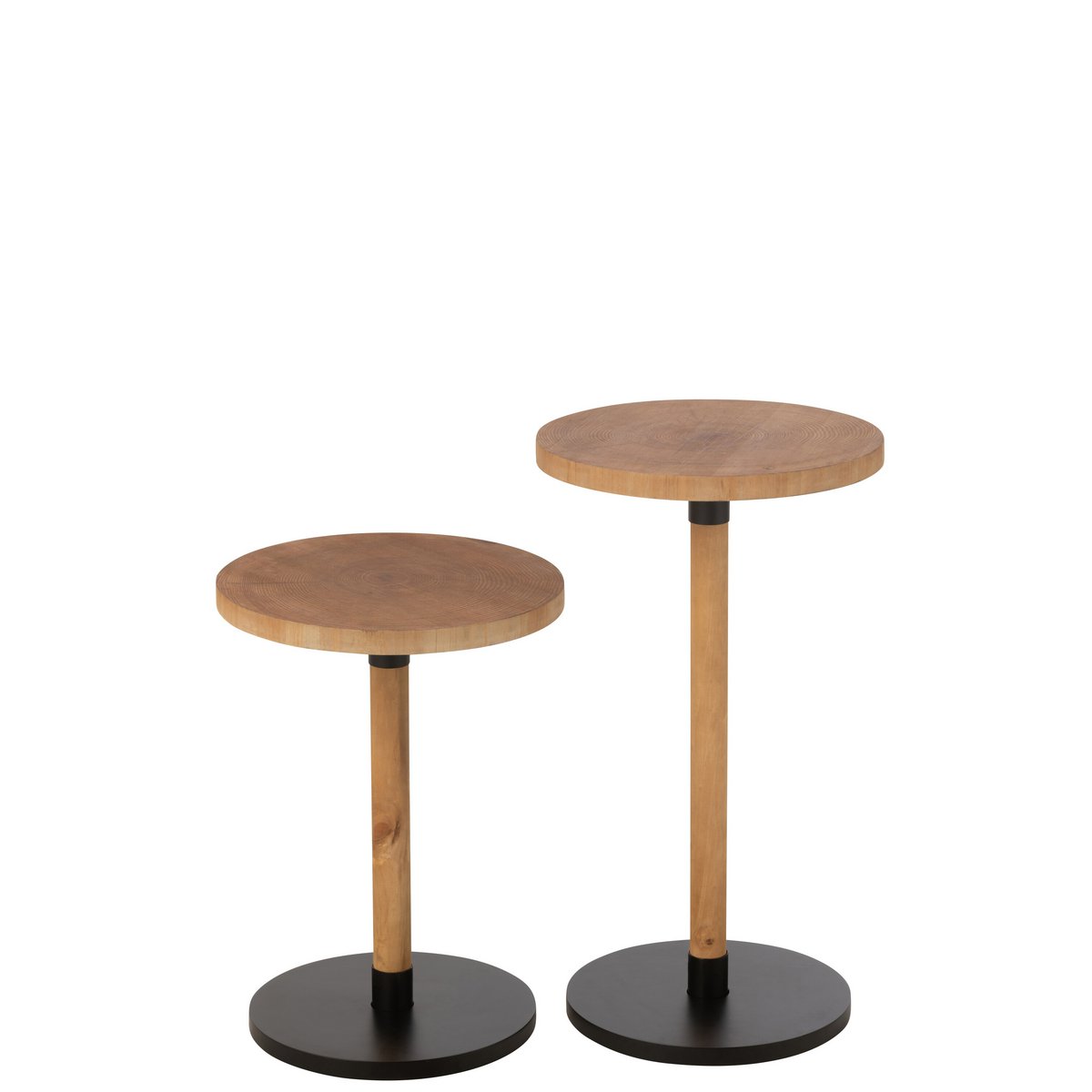 J-Line 2er-Set Beistelltisch Ron MDF/Kiefernholz naturschwarz