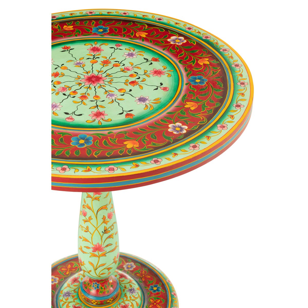 Runder Holztisch Mumbai – Handbemalter Beistelltisch aus Mango-Holz