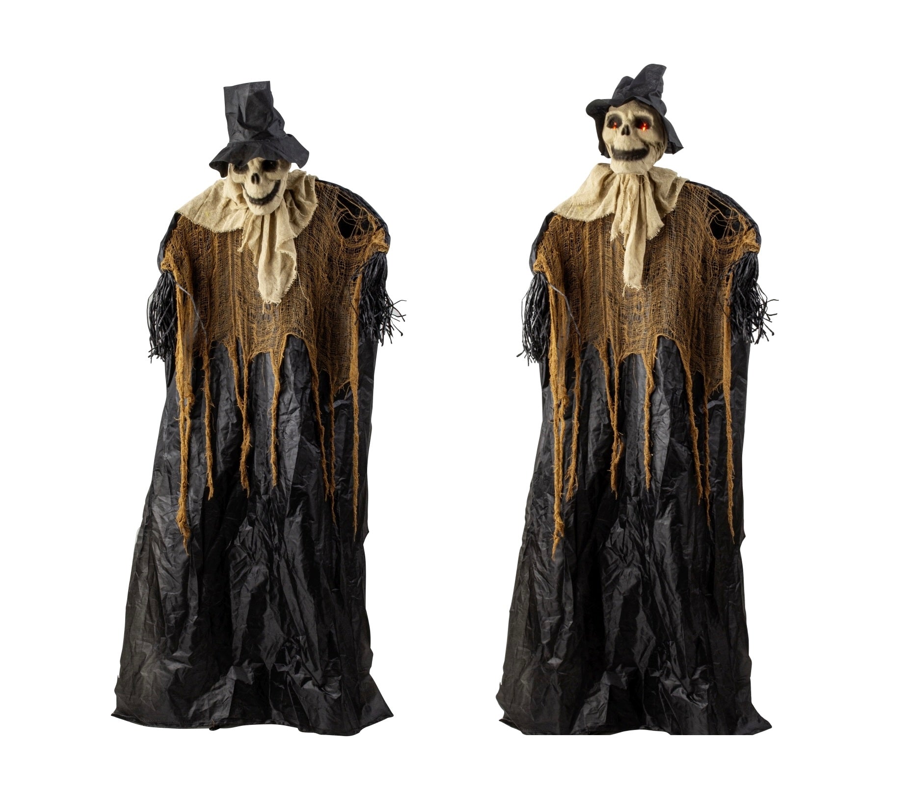 Skelett Vogelscheuche Grimhalm mit Sound Bewegung und LED 165cm