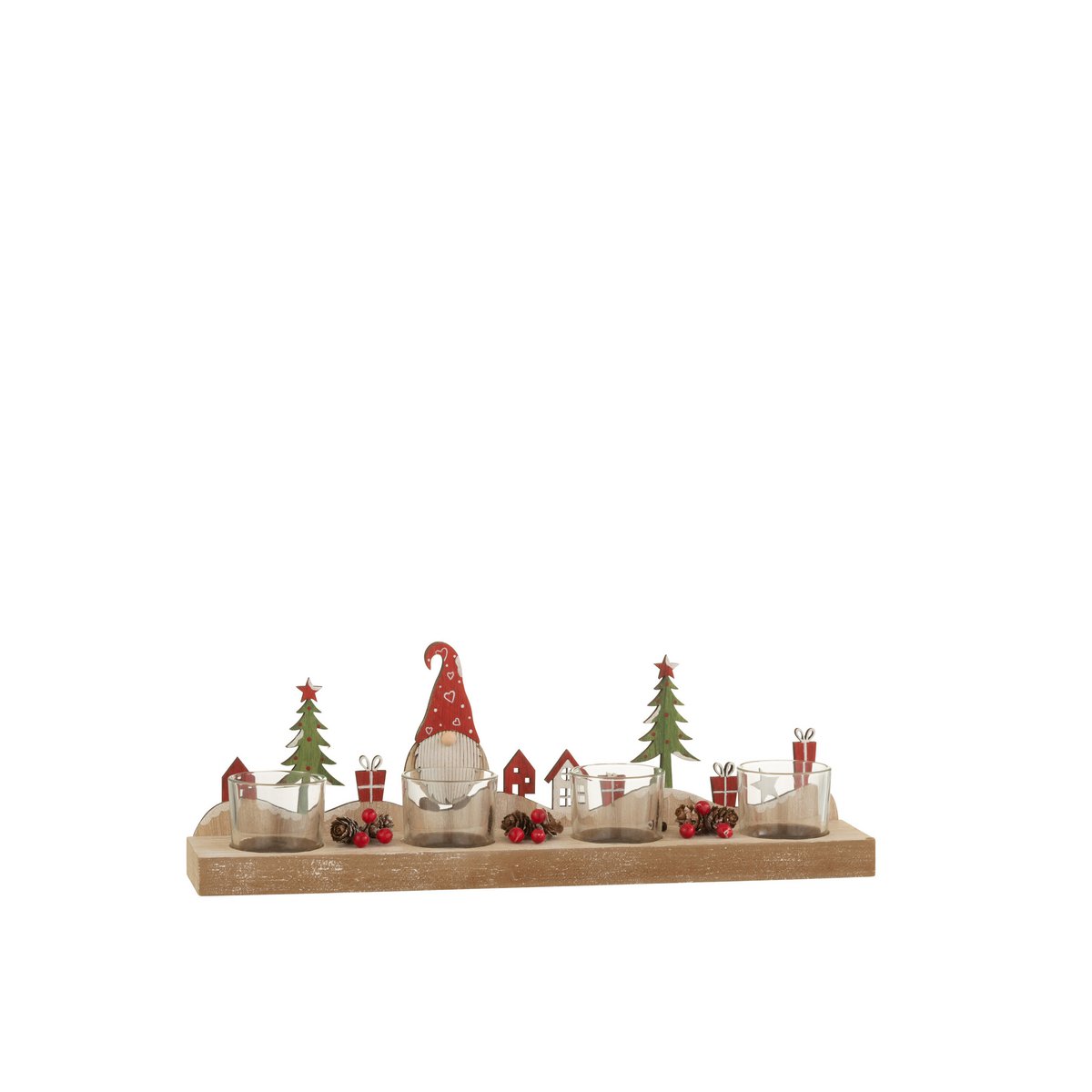 J-Line Teelichthalter Weihnachten – Holz/Metall