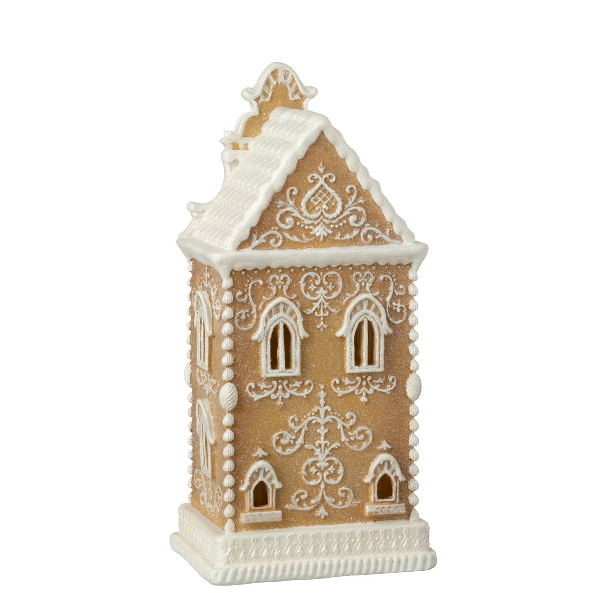 Gingerbread House Christmas Decoration Made of Polyresin with LED Lighting