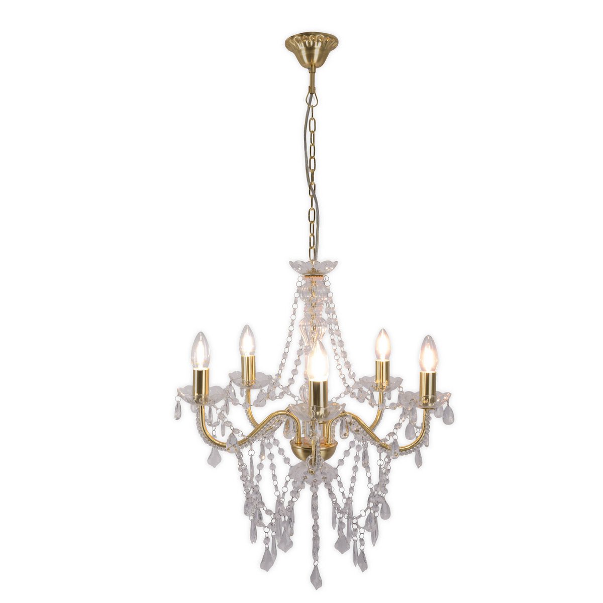 5er Krone "Cecilia" Ø 52 cm, aus Metall und Acryl, in Gold, E14