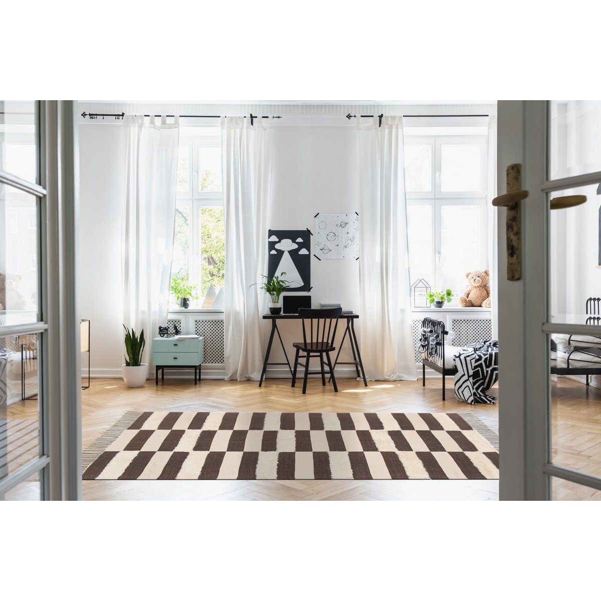 Tufte Teppich 100% Baumwoll -Ebenholz