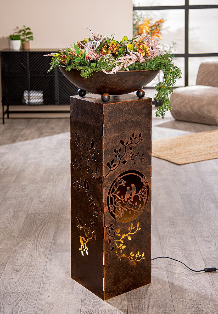Dekoschale Metall Schalenständer Floravius Quader Braun 104cm B-WARE