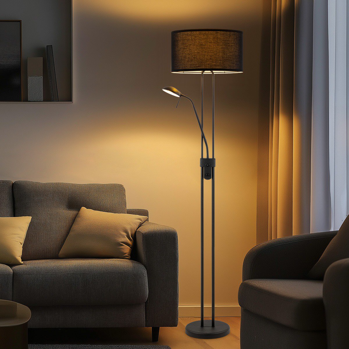 Stehlampe - 40/40/170 cm - Leinenlampenschatten