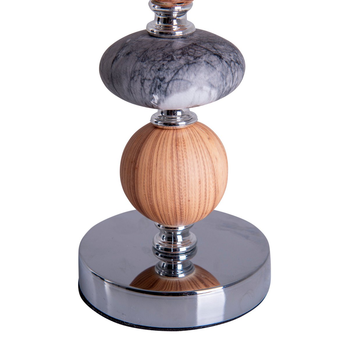 Keramik Tischleuchte "ARAGA" 36 cm hoch, Tischlampe aus Metall, Holz und Marmor, mit Textilschirm, grau, mit E14-Fassung, Beleuchtung für Esszimmer, Wohnzimmer, Diele oder Büro