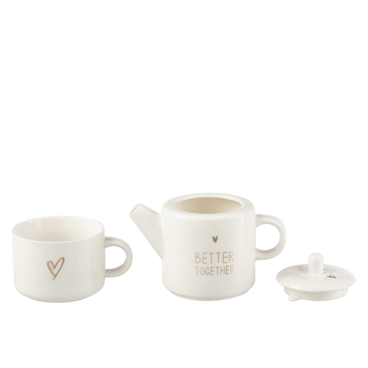 J-Line Thepot + Thetas Herz-Geschenkbox, Keramik, Weiß